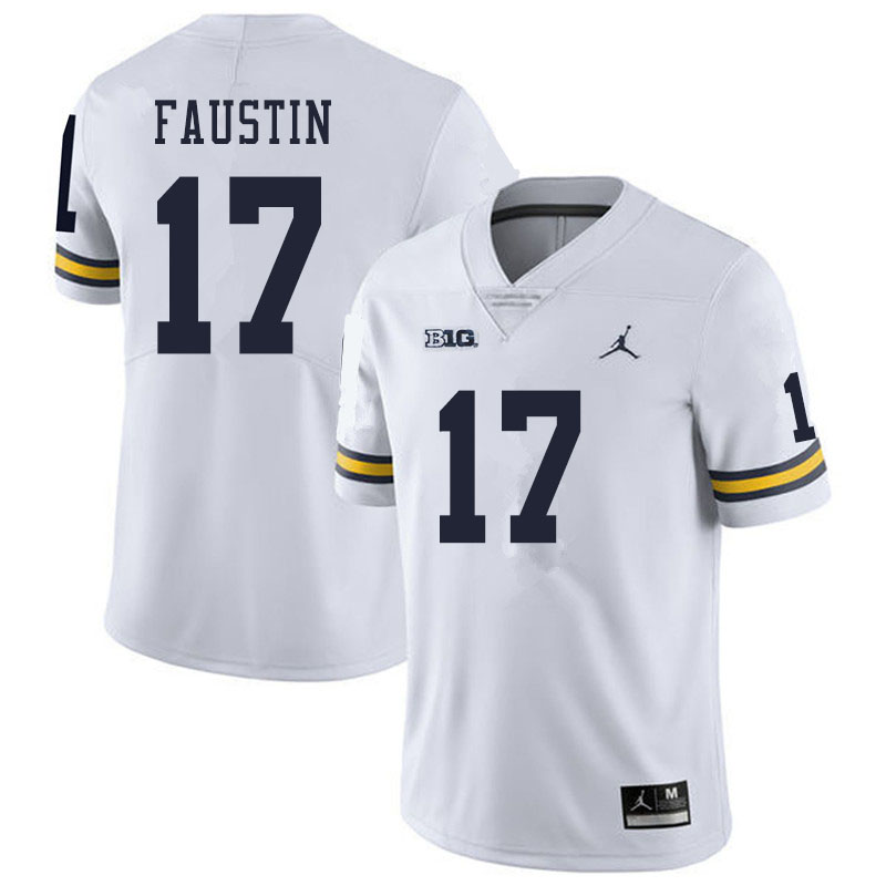 Men #17 Sammy Faustin Michigan Wolverines College Football Jerseys Sale-White